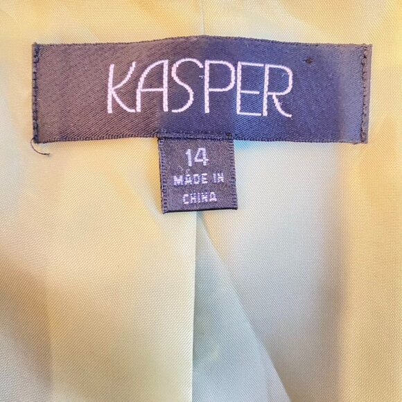 Vintage Kasper 55% Silk Brocade  Mango Structured Coat Size 14 Gray & Green - Picture 4 of 10